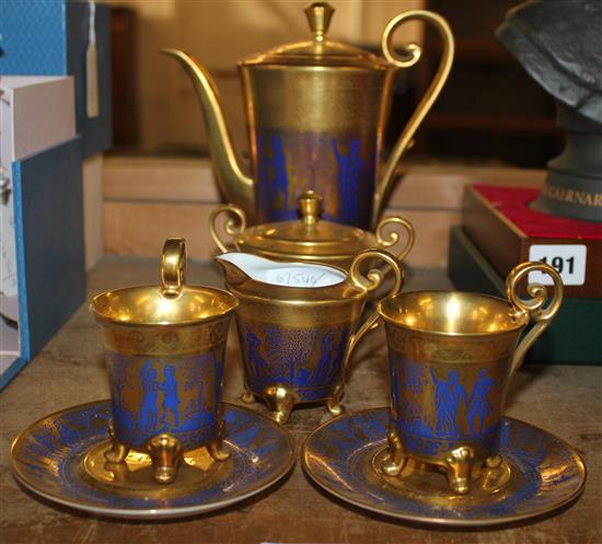 Continental classically gilt decorated tea for two